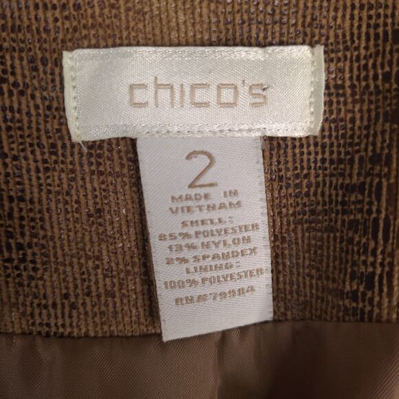Chico's Jacket Womens Size 2 Large Brown Faux Snakeskin Button Up - Picture 6 of 15